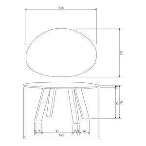 Eettafel Tournon mangohout - walnotenhout - Breedte: 160 cm