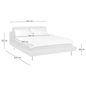 Gestoffeerd bed Manu Gerecycleerde structuurstof Gesa: Beige - 140 x 200cm