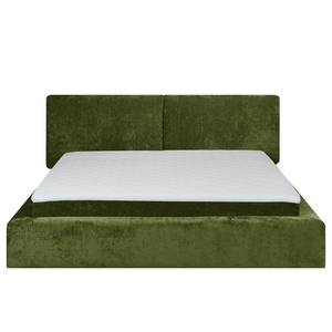 Lit capitonné Ilay Tissu chenille Aponi: Vert forêt - 180 x 200cm