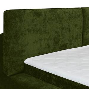 Lit capitonné Ilay Tissu chenille Aponi: Vert forêt - 180 x 200cm