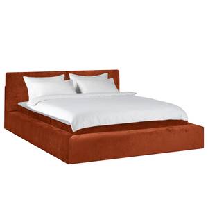 Gestoffeerd bed Ilay Chenille Aponi: Terracotta - 160 x 200cm