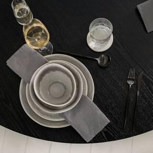 Tavolo da pranzo QARA rotondo Frassino parzialmente massello - Frassino nero - Diametro: 120 cm