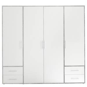 Armoire à portes battantes Zajak Blanc / Imitation béton - Largeur : 206 cm