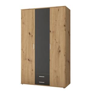 Armoire à portes battantes Guuda 120 cm Imitation chêne Artisan / Anthracite