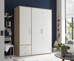 Armoire à portes battantes Zajak Blanc / Imitation chêne de Sonoma - Largeur : 155 cm