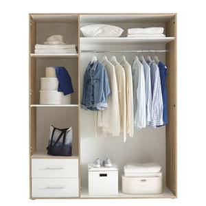 Armoire à portes battantes Zajak Blanc / Imitation chêne de Sonoma - Largeur : 155 cm