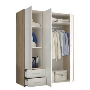 Armoire à portes battantes Zajak Blanc / Imitation chêne de Sonoma - Largeur : 155 cm