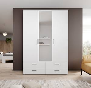 Drehtürenschrank Tillo Weiß - Breite: 138 cm - Mit Spiegeltür/-en