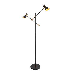 Staande LED-lamp Diablo staal - zwart / goudkleurig - 2 lichtbronnen