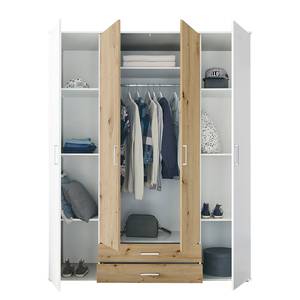 Drehtürenschrank Guudka 159 cm Weiß / Eiche Artisan Dekor