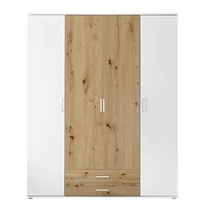 Drehtürenschrank Guudka 159 cm Weiß / Eiche Artisan Dekor