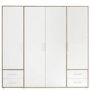 Armoire à portes battantes Zajak Blanc / Imitation chêne de Sonoma - Largeur : 206 cm