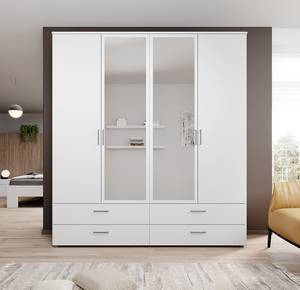 Armoire à portes battantes Tillo Blanc - Largeur : 183 cm - Avec portes miroir