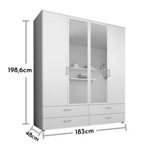 Drehtürenschrank Tillo Weiß - Breite: 183 cm - Mit Spiegeltür/-en