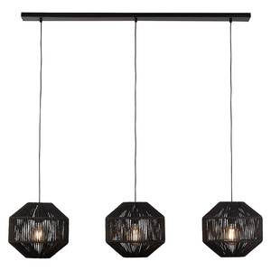 Suspension Wicker 3 ampoules Acier / Coton - Noir