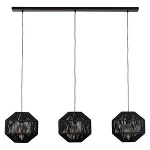 Suspension Wicker 3 ampoules Acier / Coton - Noir