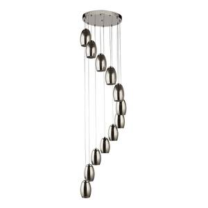 Hanglamp Cyclone 12 lichtbronnen glas/staal - zilverkleurig - Zilver