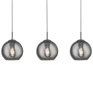 Hanglamp Balls 3 lichtbronnen transparant glas/staal - Zwart