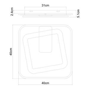 Plafonnier Rodan - Type A Fer / Plexiglas - 1 ampoule - Largeur : 40 cm