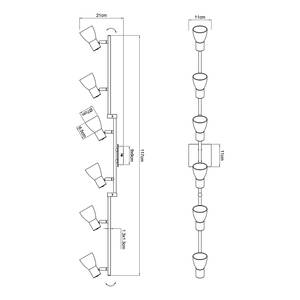 Plafondspot Claude gekleurd glas/ijzer/grenenhout - 6 lichtbronnen - Beige - Aantal lichtbronnen: 6