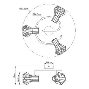 Plafonnier à spots Priska - Type A Fer / Laiton - 3 ampoule - Nb d'ampoules : 3