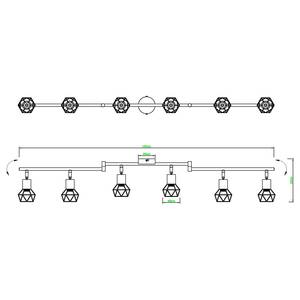 Plafonnier à spots Xara I Fer - 6 ampoules - Nb d'ampoules : 6