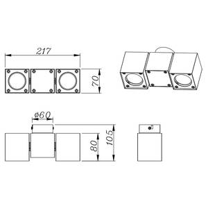 Lampada da soffitto Erin Alluminio - 2 punti luce