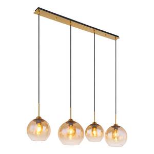 Hanglamp Jamessa gekleurd glas/ijzer/messing/textielmix - 4 lichtbronnen - Aantal lichtbronnen: 4