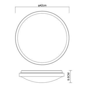 Plafondlamp Sammi ijzer/messing/acrylglas - 1 lichtbron - Zwart - Diameter: 42 cm