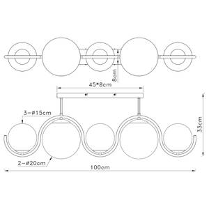 Plafonnier Porry Verre coloré / Fer - 5 ampoules - Nb d'ampoules : 5