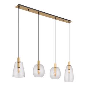 Lampada a sospensione Garri E Vetro trasparente / Alluminio / Vetro acrilico- 4 punti luce - Ottone