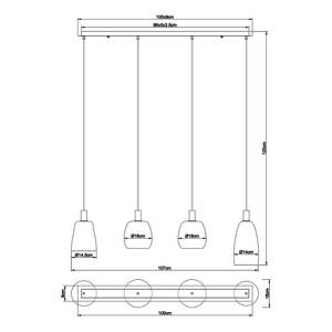 Lampada a sospensione Garri E Vetro trasparente / Alluminio / Vetro acrilico- 4 punti luce - Ottone