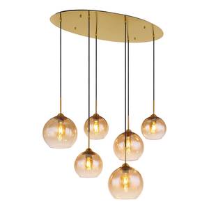 Hanglamp Jamessa gekleurd glas/ijzer/messing/textielmix - 6 lichtbronnen - Aantal lichtbronnen: 6