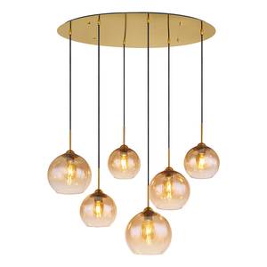 Hanglamp Jamessa gekleurd glas/ijzer/messing/textielmix - 6 lichtbronnen - Aantal lichtbronnen: 6