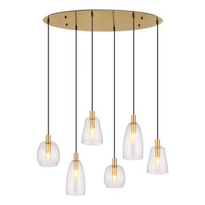 Lampada a sospensione Garri D Vetro trasparente / Alluminio / Ottone/ Vetro acrilico - 6 punti luce - Ottone