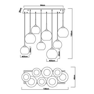 Suspension Jamessa Verre dépoli / Fer / Laiton / Tissu mélangé - 8 ampoules - Nb d'ampoules : 8