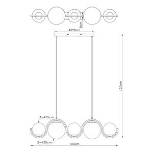 Hanglamp Porry gekleurd glas/ijzer - 5 lichtbronnen - Aantal lichtbronnen: 5