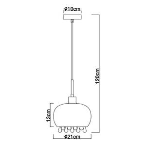 Suspension Corry - Type A Verre coloré / Fer / Tissu mélangé - 1 ampoules - Diamètre : 21 cm