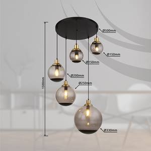 Hanglamp Potter gekleurd glas/ijzer/messing/acrylglas- 5 lichtbronnen - Aantal lichtbronnen: 5