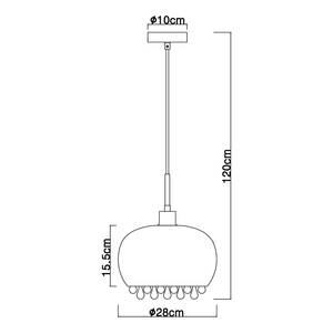 Hanglamp Corry type A gekleurd glas/ijzer/textielmix - 1 lichtbron - Diameter: 28 cm