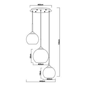 Hanglamp Jamessa gekleurd glas/ijzer/messing/textielmix - 3 lichtbronnen - Aantal lichtbronnen: 3