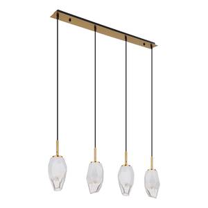 Lampada a sospensione Barcley Vetro opalino / Ferro / Ottone / Vetro acrilico - 4 punti luce - Numero di lampadine necessarie: 4