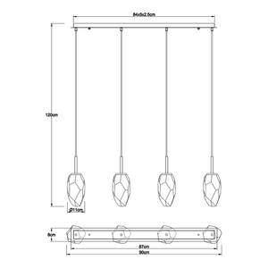 Lampada a sospensione Barcley Vetro opalino / Ferro / Ottone / Vetro acrilico - 4 punti luce - Numero di lampadine necessarie: 4