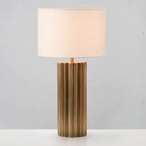 Lampada da tavolo Hashira Ottone / Tessuto piatto - 1 fiamma - Bianco/Color ottone
