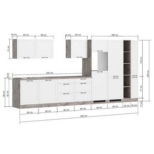 Autarke Küchenzeile Meran Variante A Matt Grau - Breite: 420 cm - Induktion - Mit Elektrogeräten