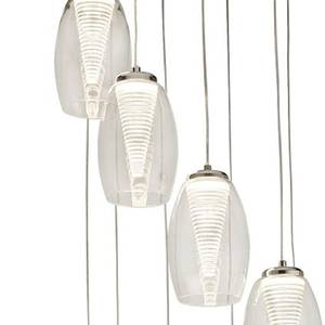 Hanglamp Cyclone 12 lichtbronnen glas/staal