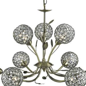 Hanglamp Bellis kristalglas/staal - 9 lichtbronnen - Messing