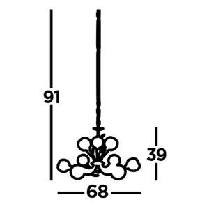 Lampada a sospensione Bellis Cristallo / Acciaio - 9 punti luce - Ottone