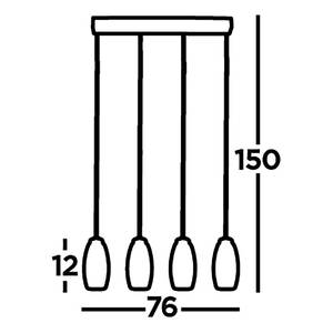 Suspension Cyclone 4 ampoules Acier / Verre transparent - Blanc