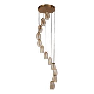 Suspension Cyclone 12 ampoules Verre / Acier - Bronze